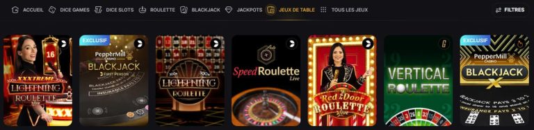 PepperMill Casino jeux table